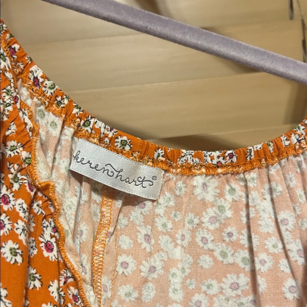 Derek Heart Vibrant Orange Floral Midi Dress - Picture 2 of 4